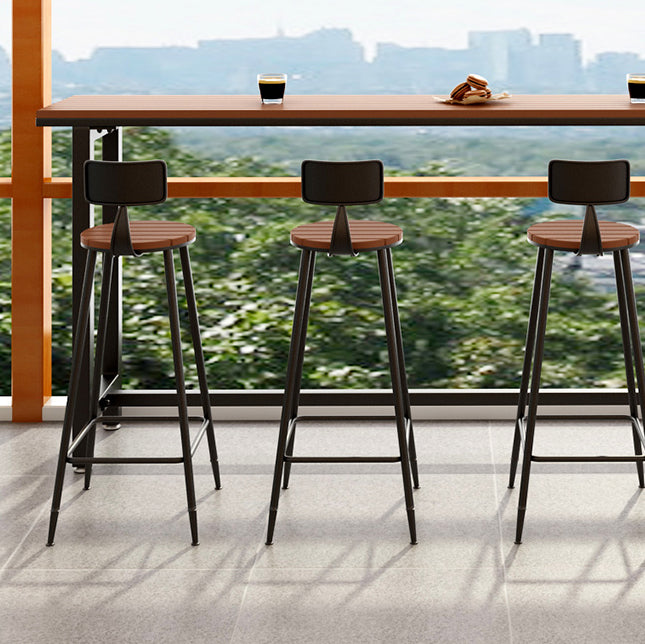 Brown Modern Style Bar Table in Metal and Wood Outdoor Bar Table