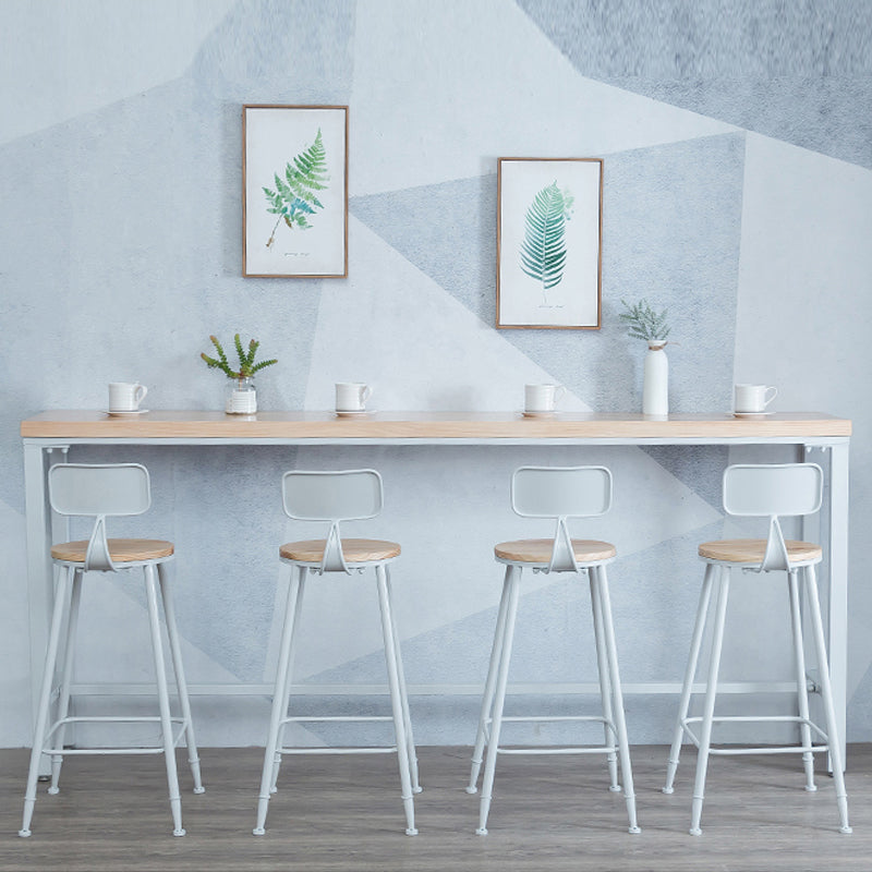 Light Brown Modern Style Bar Table in Solid Wood and Iron Table Milk Tea Shop Bar Table