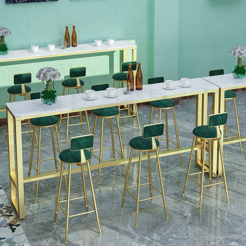 White Glam Style Bar Table in Faux Marble and Metal Living Room Simple Bar Table