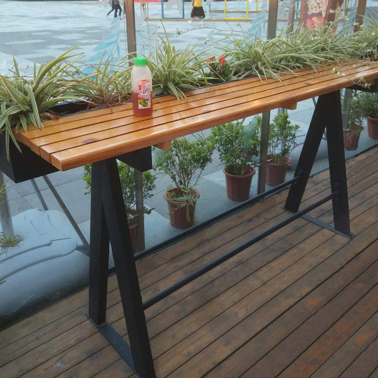 Modern Wood Bar Table with Rectangle Table Top Trestle Table with 42-inch Height