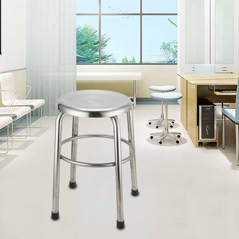 Taburete de bar de acero inoxidable de estilo industrial, asiento redondo, taburete para cocina