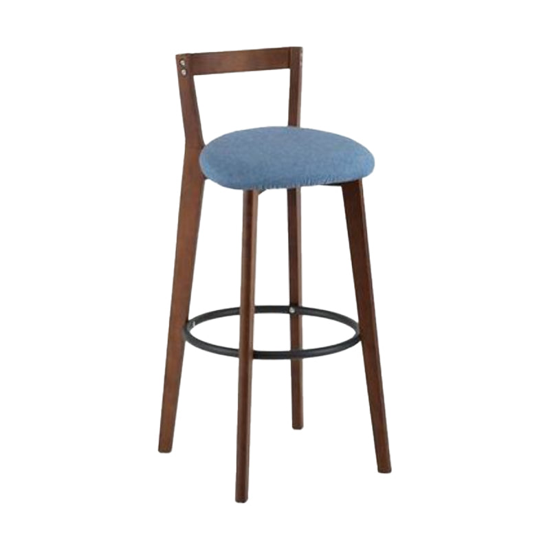Simple Brown Wood Barstool Nordic Indoor Tall Stool with Upholstered