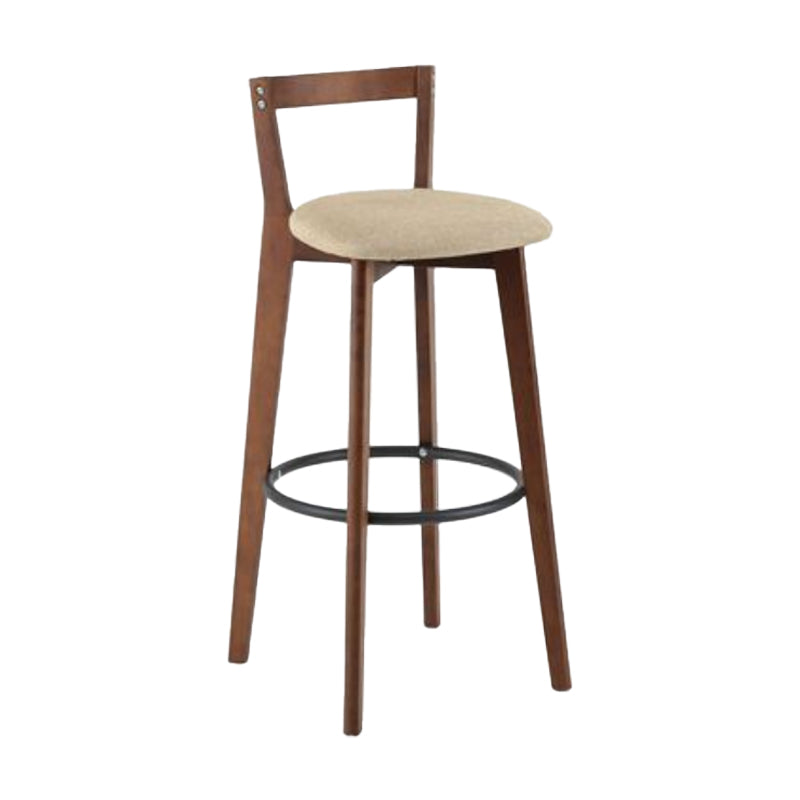 Simple Brown Wood Barstool Nordic Indoor Tall Stool with Upholstered