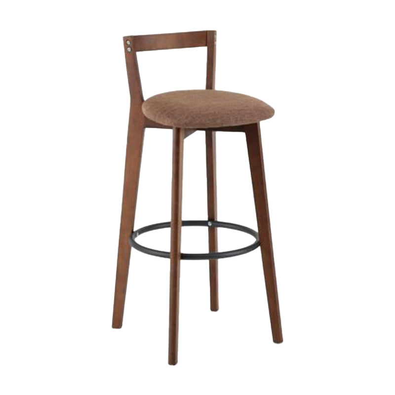 Simple Brown Wood Barstool Nordic Indoor Tall Stool with Upholstered