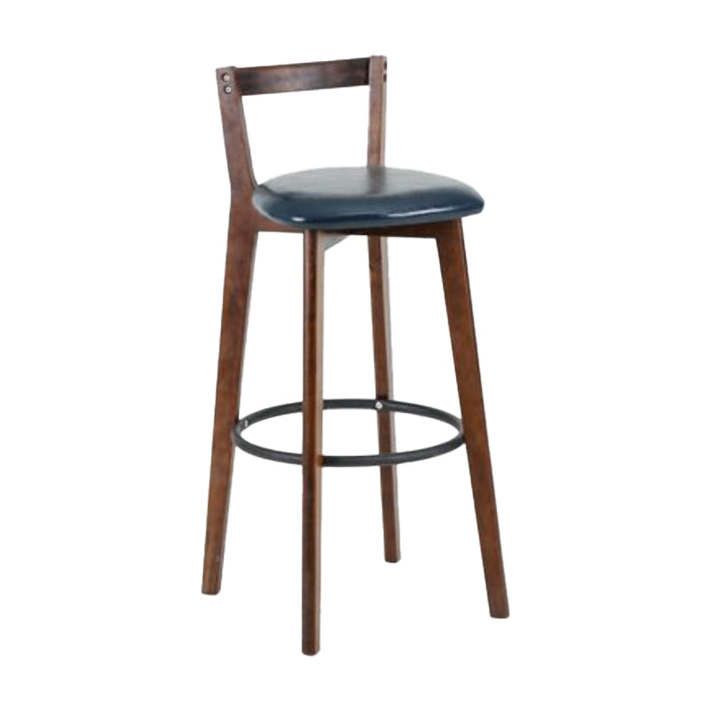 Simple Brown Wood Barstool Nordic Indoor Tall Stool with Upholstered
