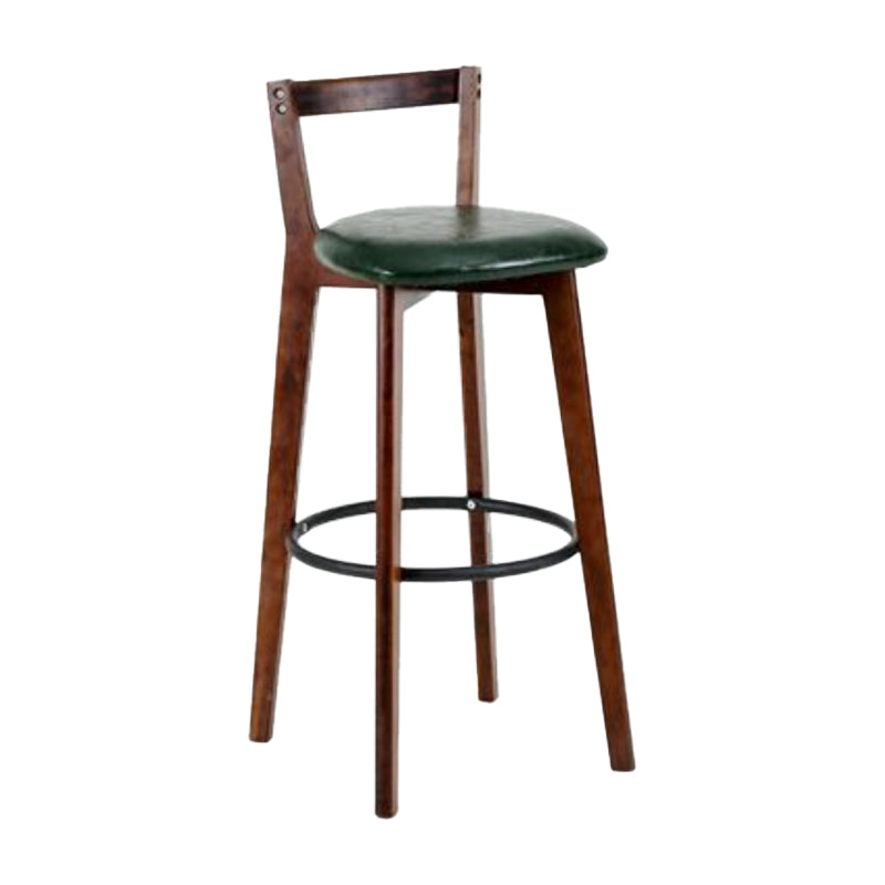 Simple Brown Wood Barstool Nordic Indoor Tall Stool with Upholstered