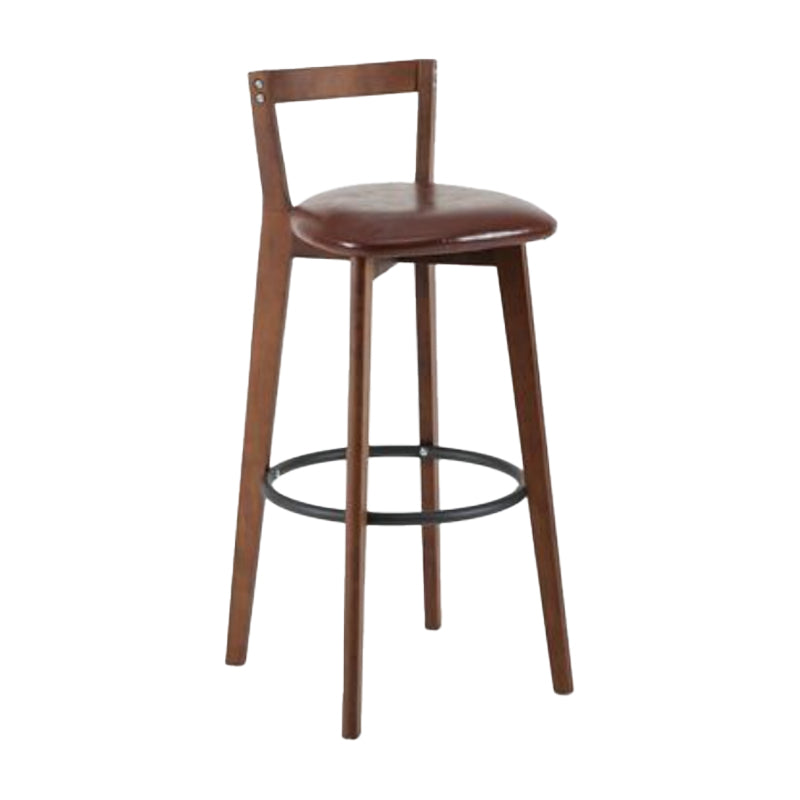Simple Brown Wood Barstool Nordic Indoor Tall Stool with Upholstered