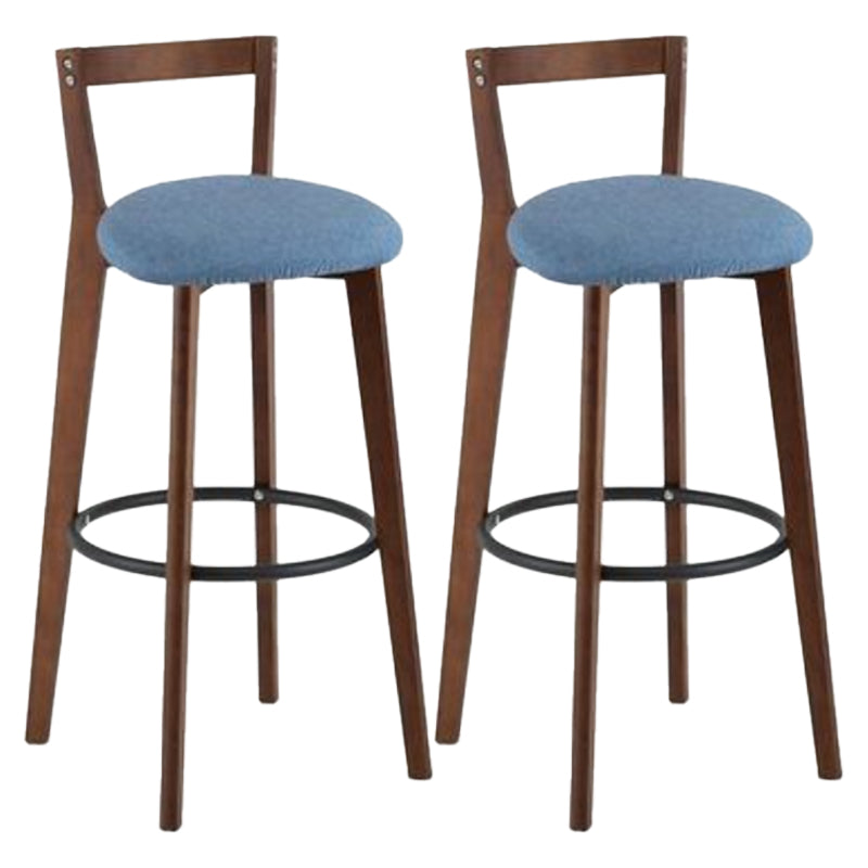 Simple Brown Wood Barstool Nordic Indoor Tall Stool with Upholstered