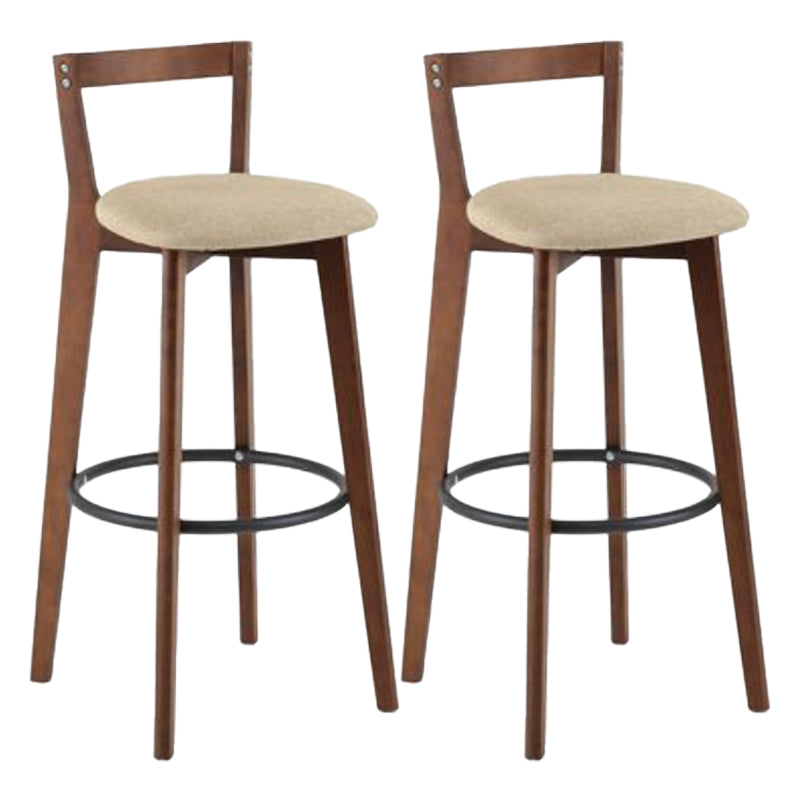 Simple Brown Wood Barstool Nordic Indoor Tall Stool with Upholstered