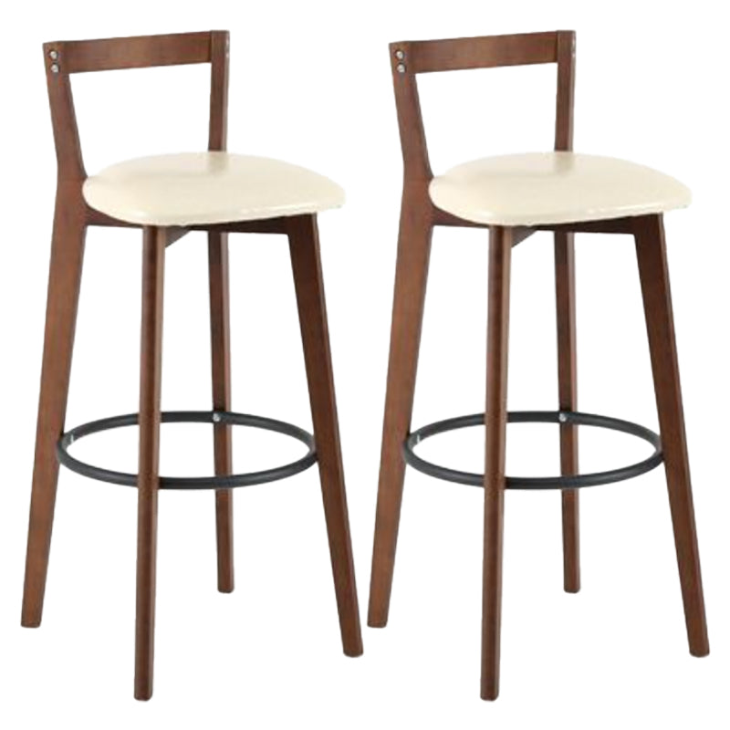 Simple Brown Wood Barstool Nordic Indoor Tall Stool with Upholstered