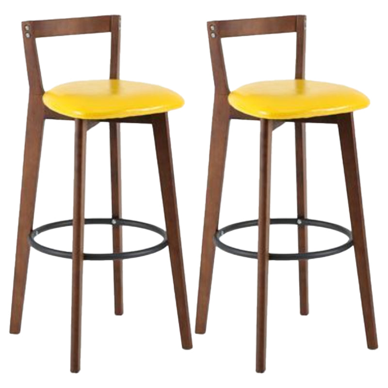 Simple Brown Wood Barstool Nordic Indoor Tall Stool with Upholstered
