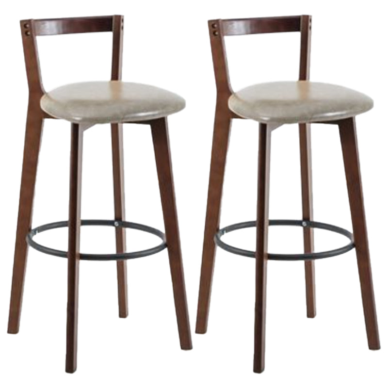 Simple Brown Wood Barstool Nordic Indoor Tall Stool with Upholstered