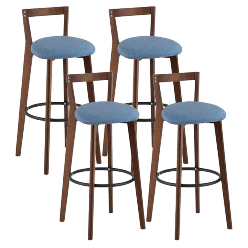 Simple Brown Wood Barstool Nordic Indoor Tall Stool with Upholstered