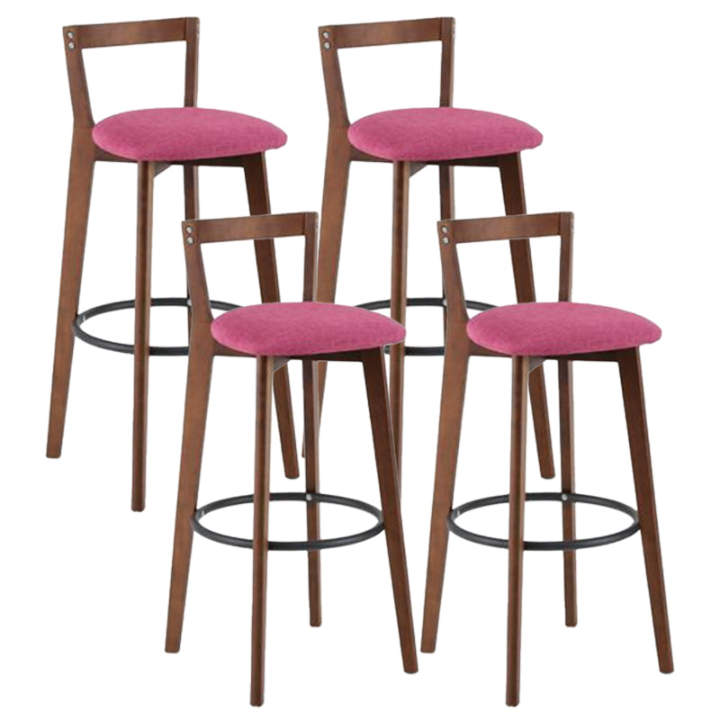 Simple Brown Wood Barstool Nordic Indoor Tall Stool with Upholstered