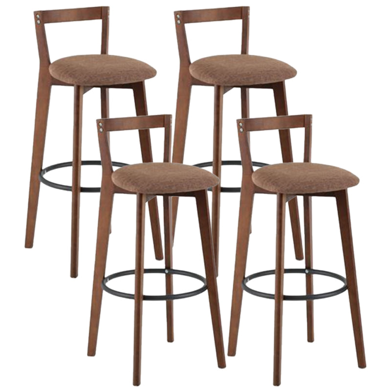 Simple Brown Wood Barstool Nordic Indoor Tall Stool with Upholstered