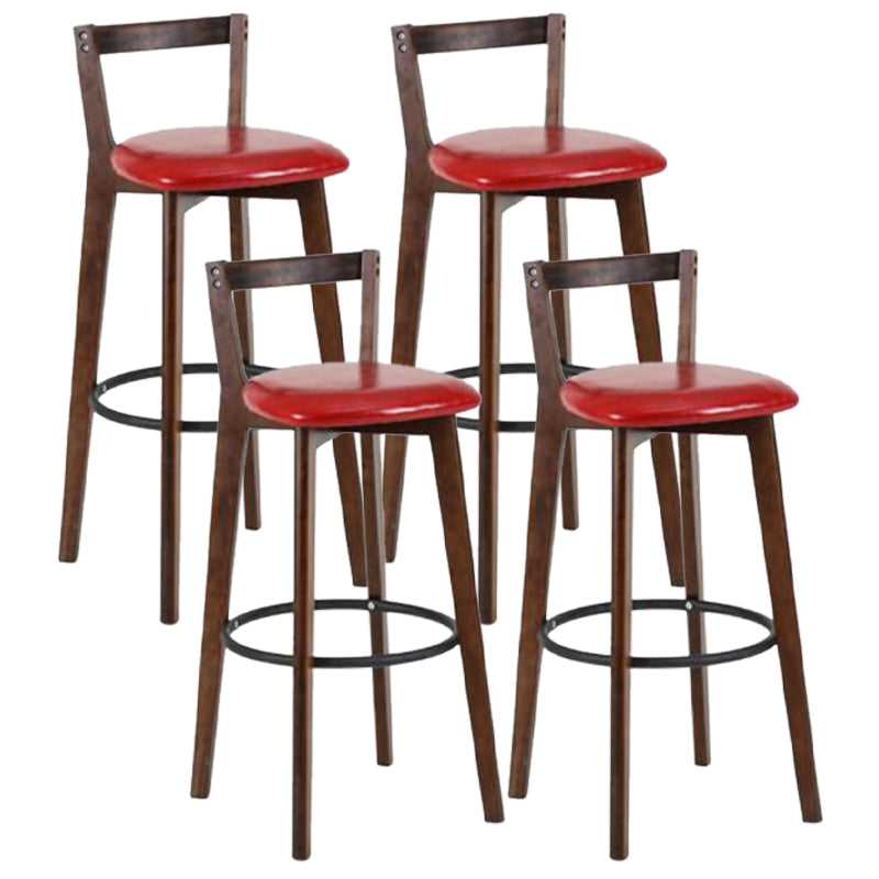 Simple Brown Wood Barstool Nordic Indoor Tall Stool with Upholstered