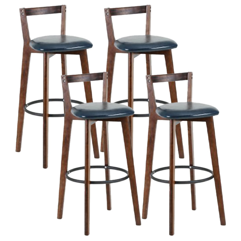 Simple Brown Wood Barstool Nordic Indoor Tall Stool with Upholstered