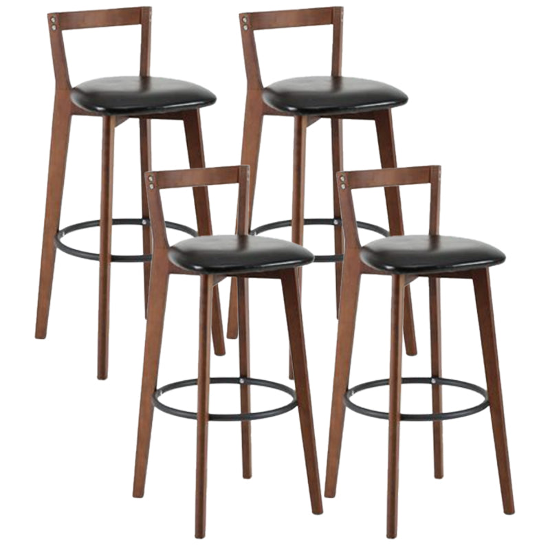 Simple Brown Wood Barstool Nordic Indoor Tall Stool with Upholstered