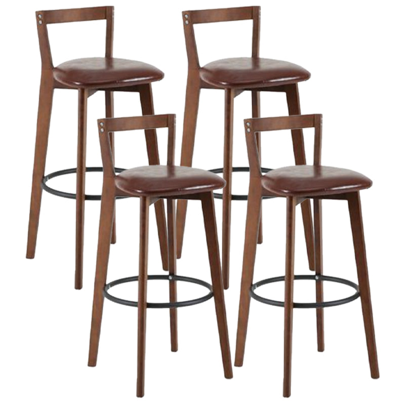 Simple Brown Wood Barstool Nordic Indoor Tall Stool with Upholstered