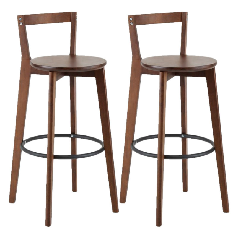 Simple Brown Wood Barstool Nordic Indoor Tall Stool with Upholstered