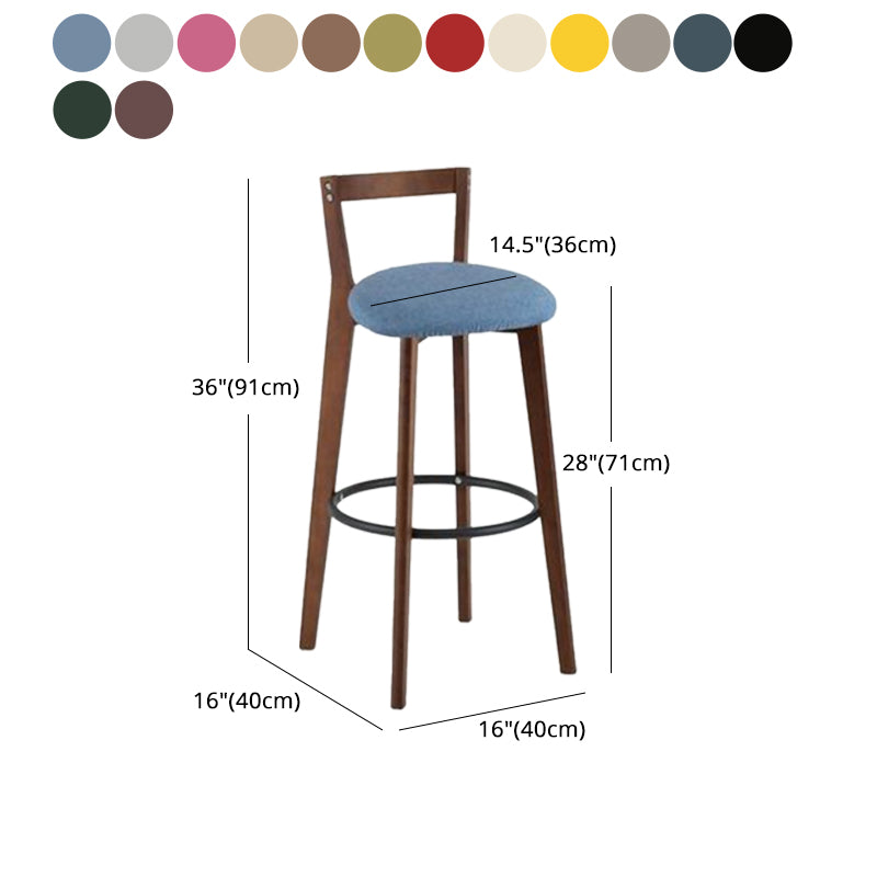 Simple Brown Wood Barstool Nordic Indoor Tall Stool with Upholstered