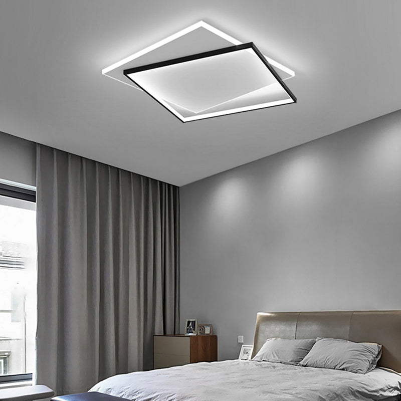 Plafonnier géométrique en métal, style simple, LED noir, éclairage proche du plafond