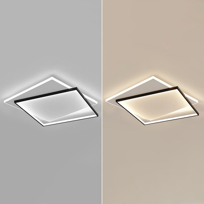 Plafonnier géométrique en métal, style simple, LED noir, éclairage proche du plafond
