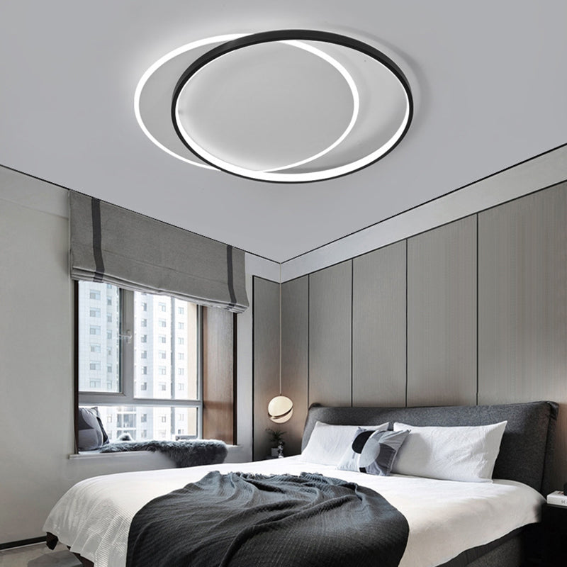 Plafonnier géométrique en métal, style simple, LED noir, éclairage proche du plafond