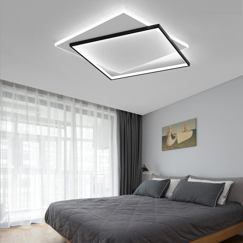Plafonnier géométrique en métal, style simple, LED noir, éclairage proche du plafond