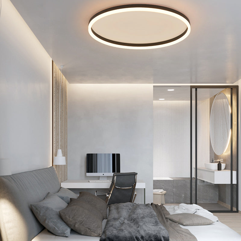 LED Ceiling Mounted Light Black Simplicity Flush Ceiling Light Fixtures for Living Room