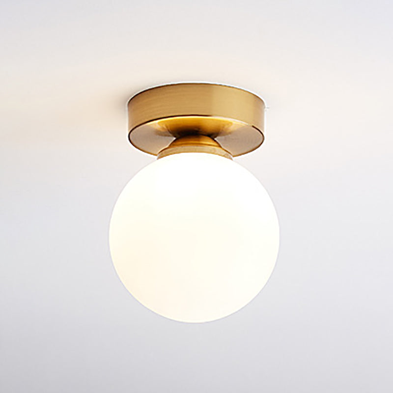 Aisle Flush Mount Ceiling Light Modern Style Ceiling Mount Lamp with Round Glass Shade