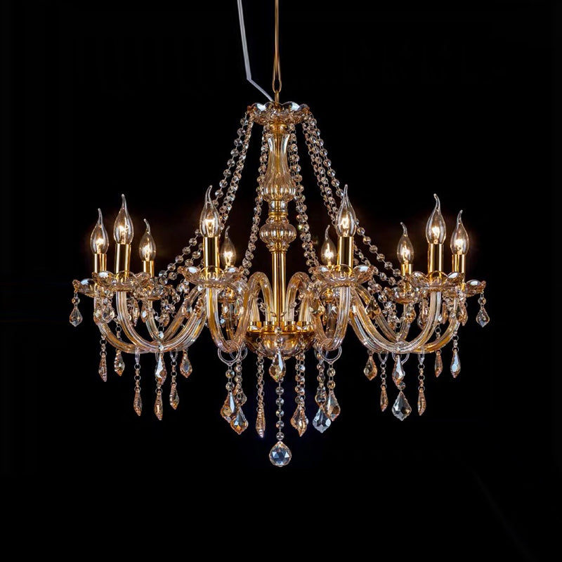 Candlestick Chandelier Light Fixture Victorian Crystal Hanging Chandelier for Living Room