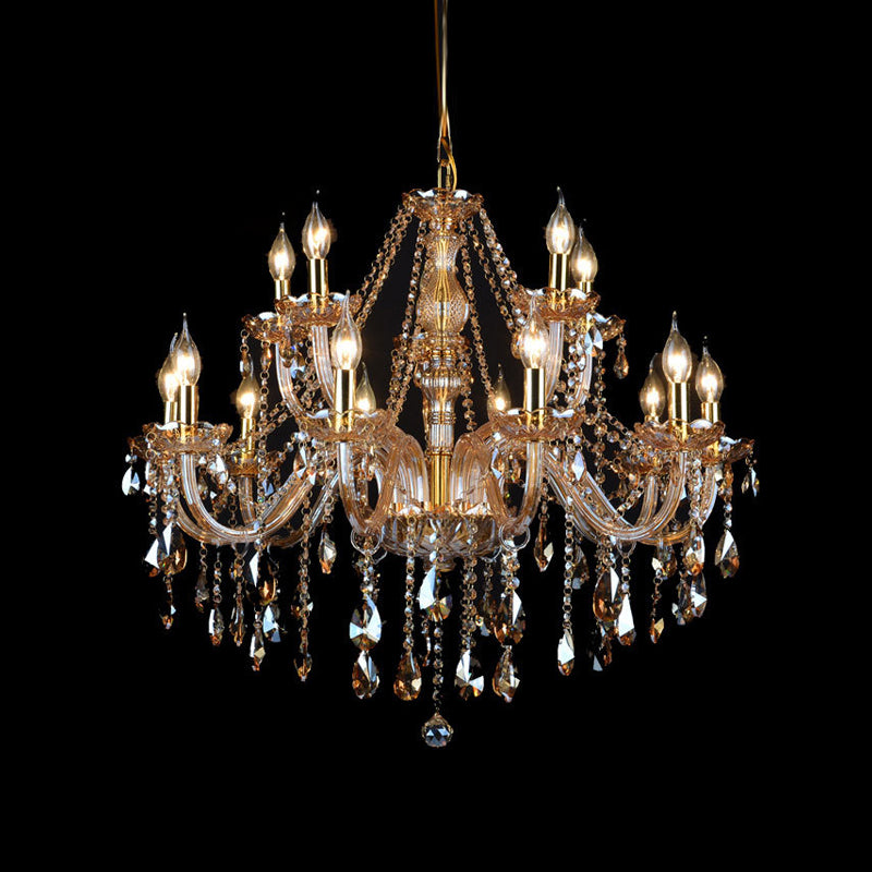 Candlestick Chandelier Light Fixture Victorian Crystal Hanging Chandelier for Living Room