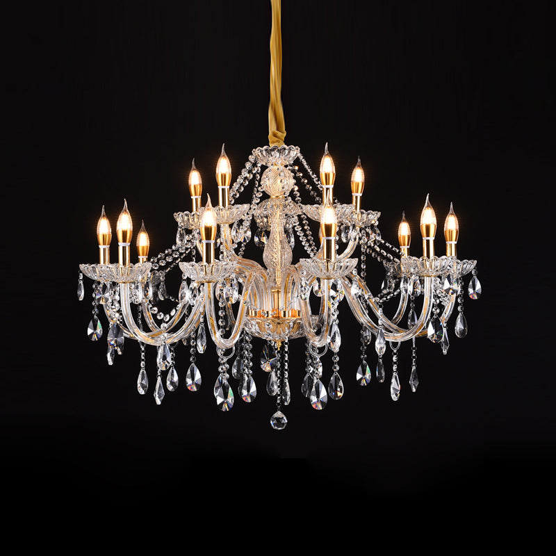 Candlestick Chandelier Light Fixture Victorian Crystal Hanging Chandelier for Living Room