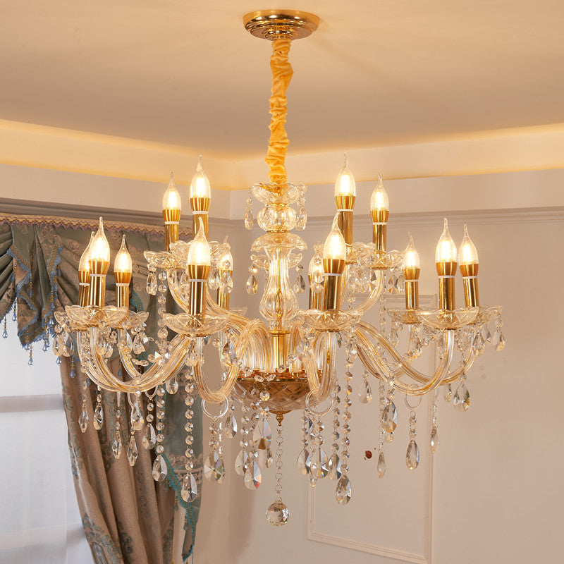 Candlestick Chandelier Light Fixture Victorian Crystal Hanging Chandelier for Living Room