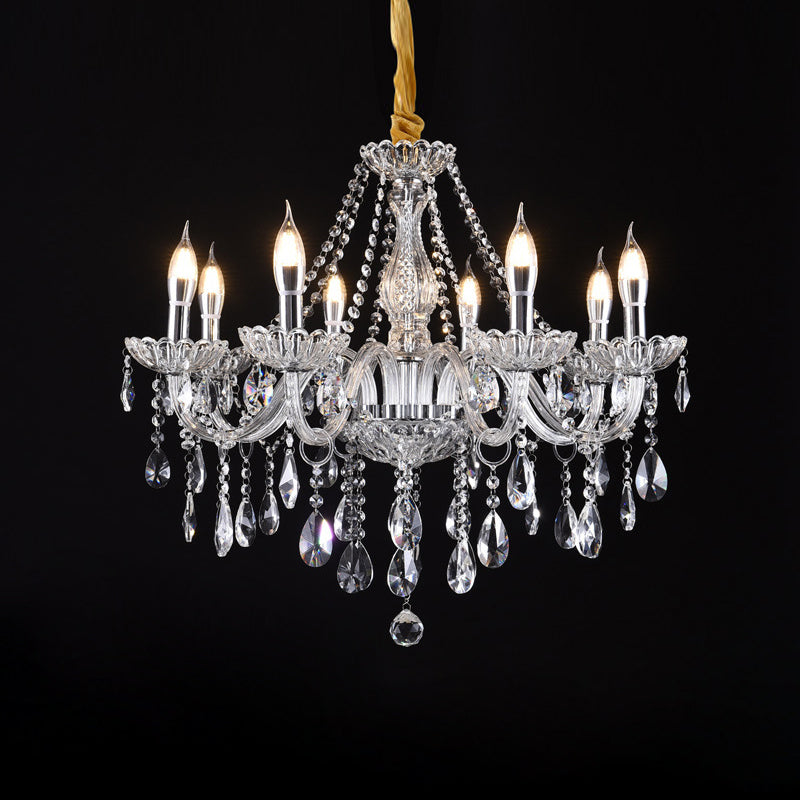 Candlestick Chandelier Light Fixture Victorian Crystal Hanging Chandelier for Living Room