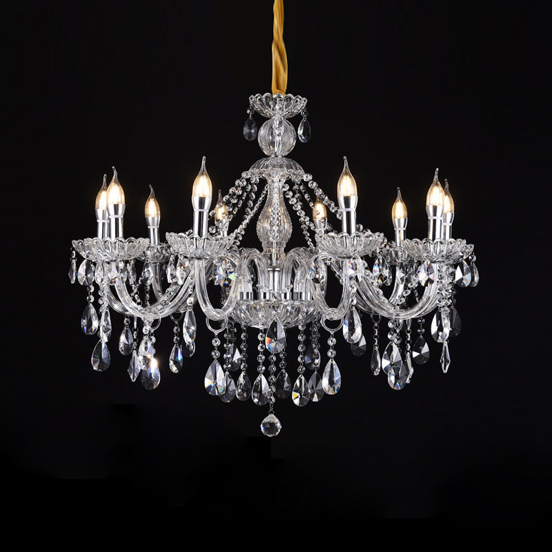 Candlestick Chandelier Light Fixture Victorian Crystal Hanging Chandelier for Living Room