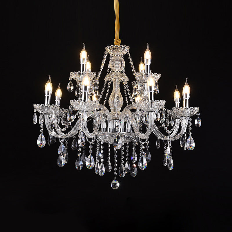 Candlestick Chandelier Light Fixture Victorian Crystal Hanging Chandelier for Living Room