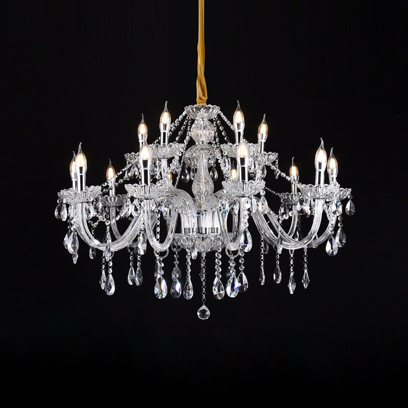 Candlestick Chandelier Light Fixture Victorian Crystal Hanging Chandelier for Living Room