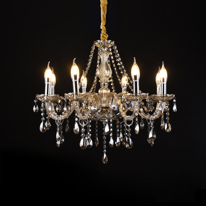 Candlestick Chandelier Light Fixture Victorian Crystal Hanging Chandelier for Living Room
