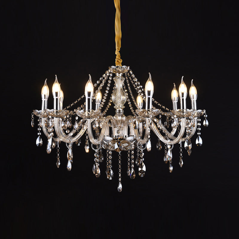 Candlestick Chandelier Light Fixture Victorian Crystal Hanging Chandelier for Living Room