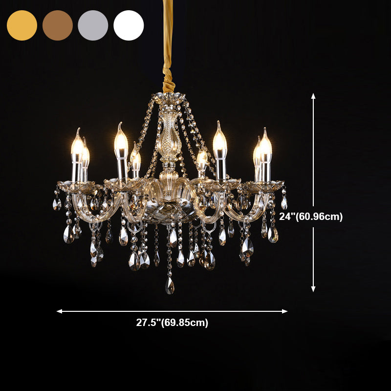 Candlestick Chandelier Light Fixture Victorian Crystal Hanging Chandelier for Living Room