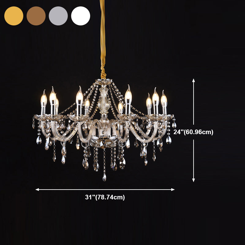 Candlestick Chandelier Light Fixture Victorian Crystal Hanging Chandelier for Living Room