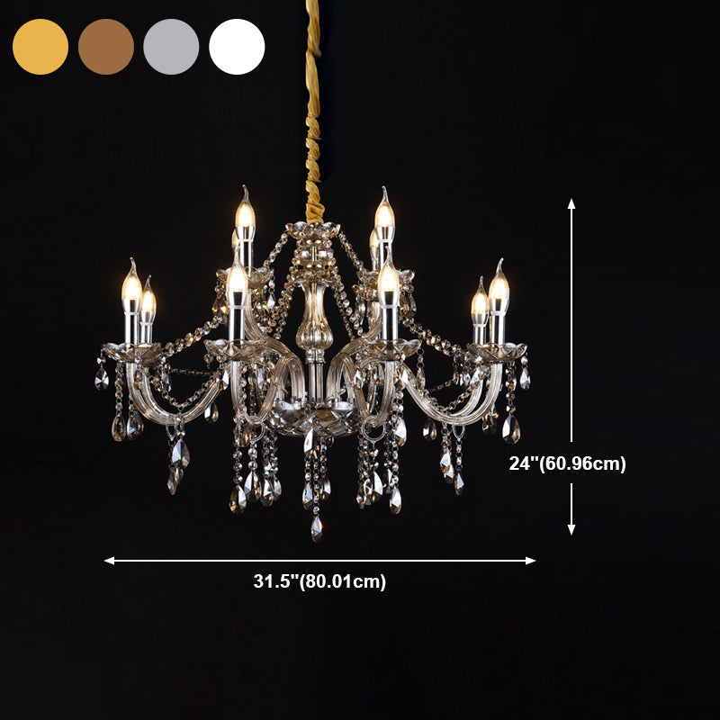 Candlestick Chandelier Light Fixture Victorian Crystal Hanging Chandelier for Living Room