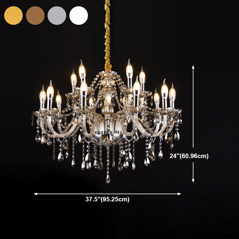 Candlestick Chandelier Light Fixture Victorian Crystal Hanging Chandelier for Living Room