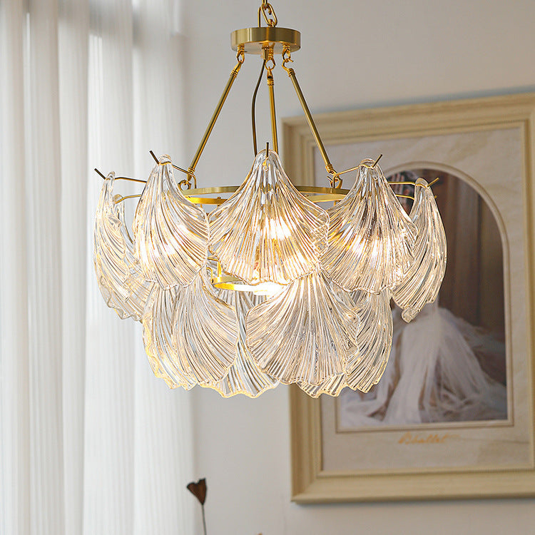 Modern Style Glass Chandelier Shell Shape Hanging Lamp for Bar Restaurant
