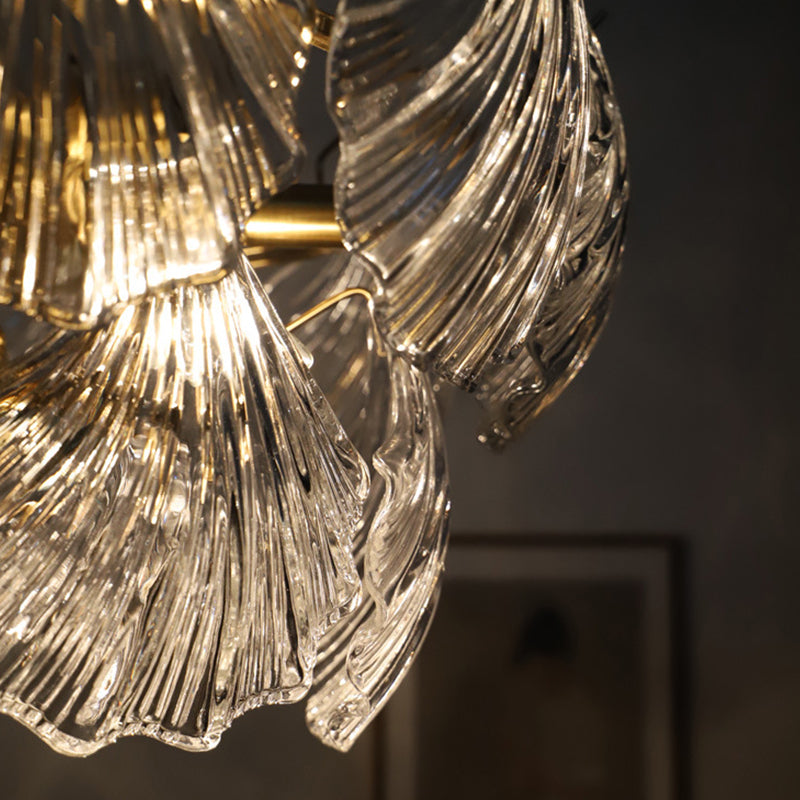 Modern Style Glass Chandelier Shell Shape Hanging Lamp for Bar Restaurant