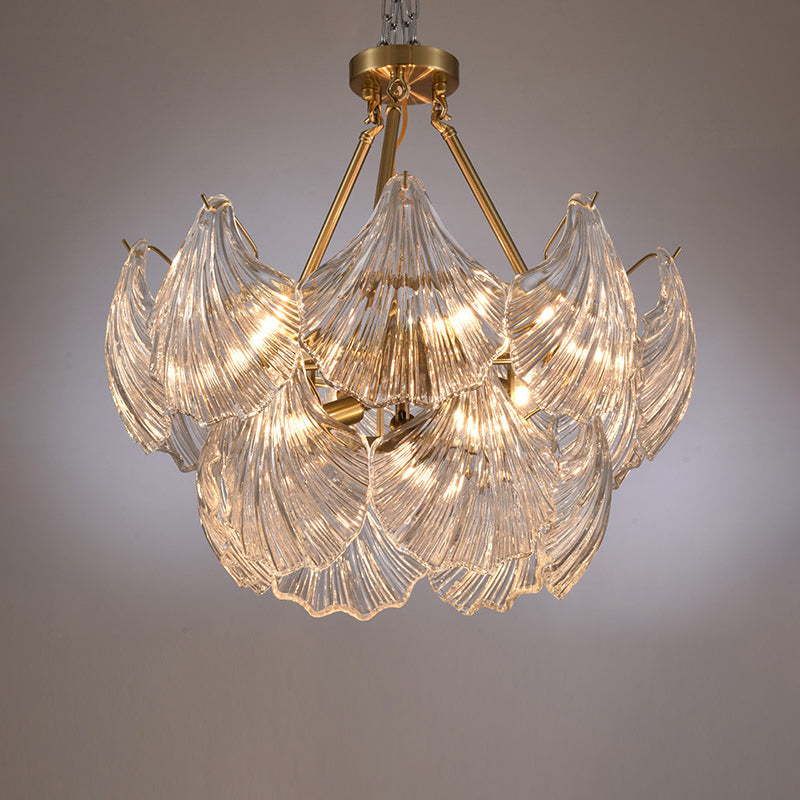 Modern Style Glass Chandelier Shell Shape Hanging Lamp for Bar Restaurant