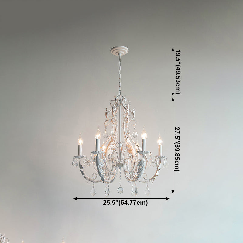 Nordic Style Metal Chandelier Light Candle Crystal Pendant Light for Living Room