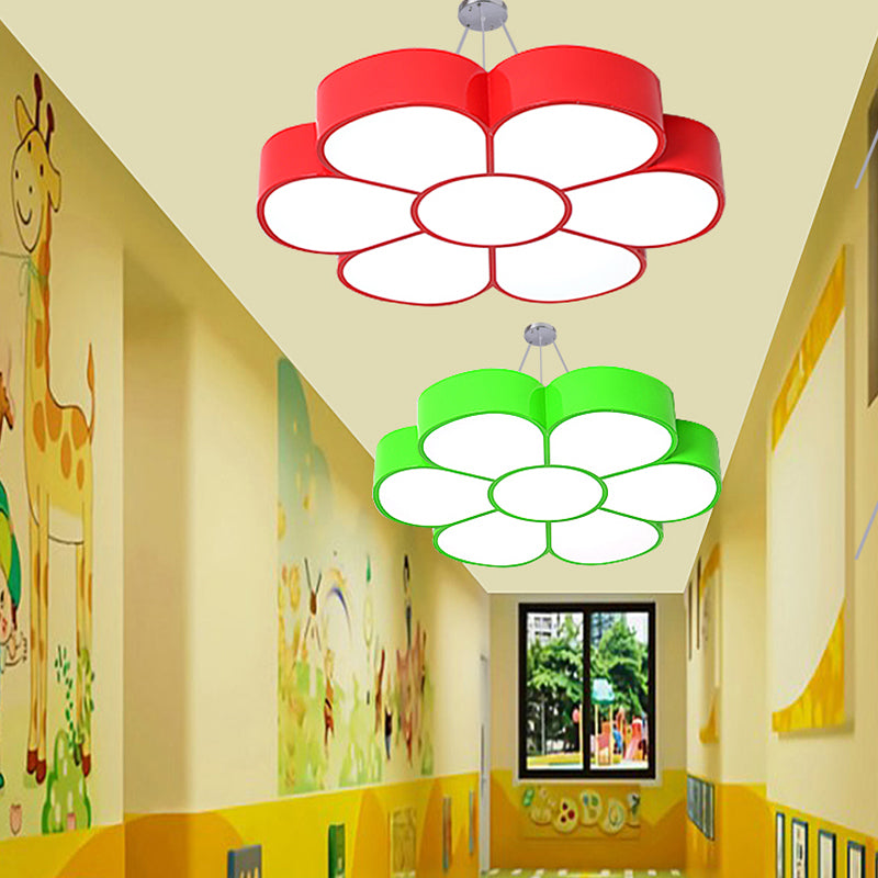 Flower LED Hanging Light Fixture Cartoon Metal Classroom Ceiling Pendant Lamp